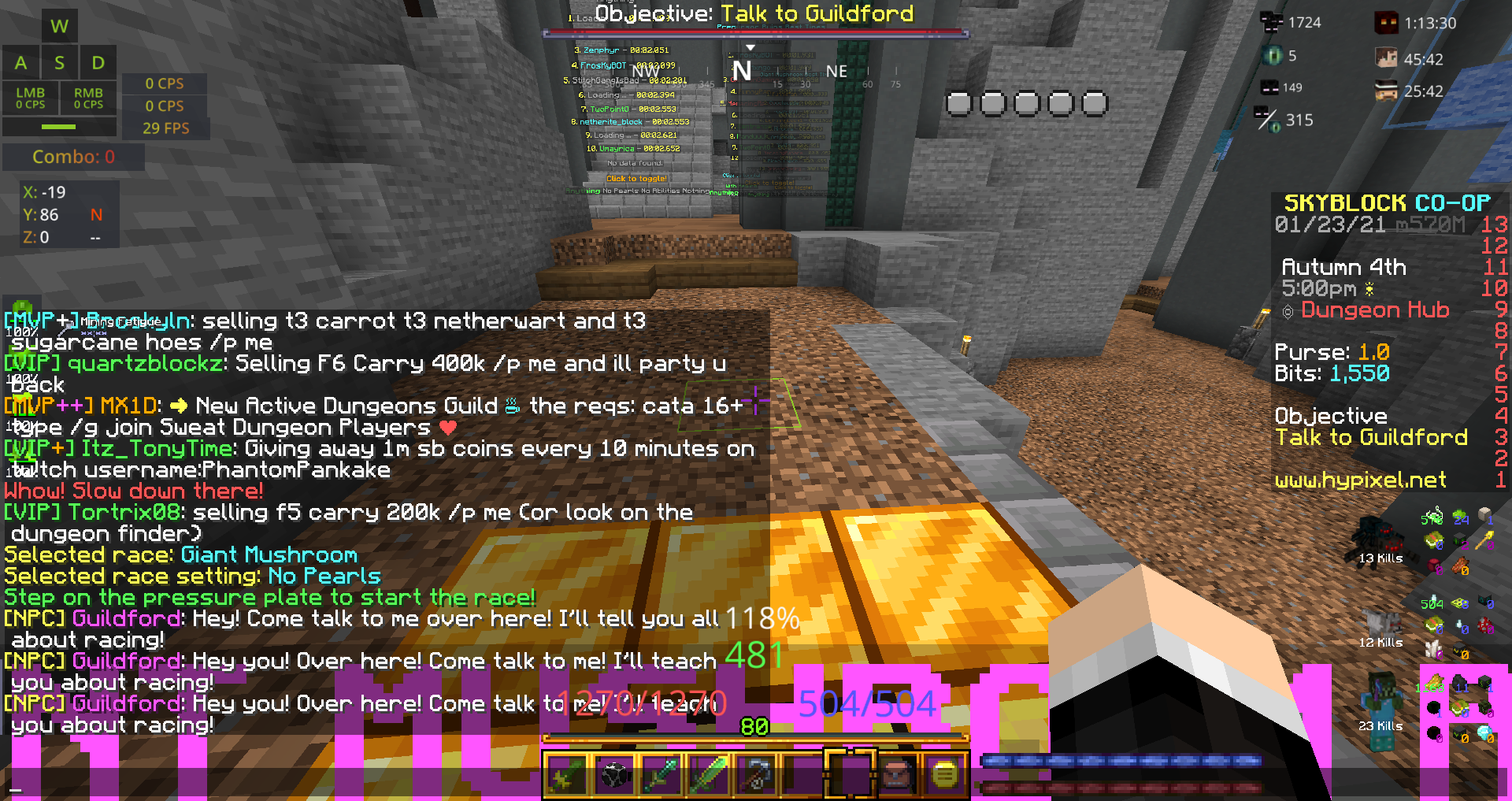 I can’t do dungeon hub race | Hypixel Forums