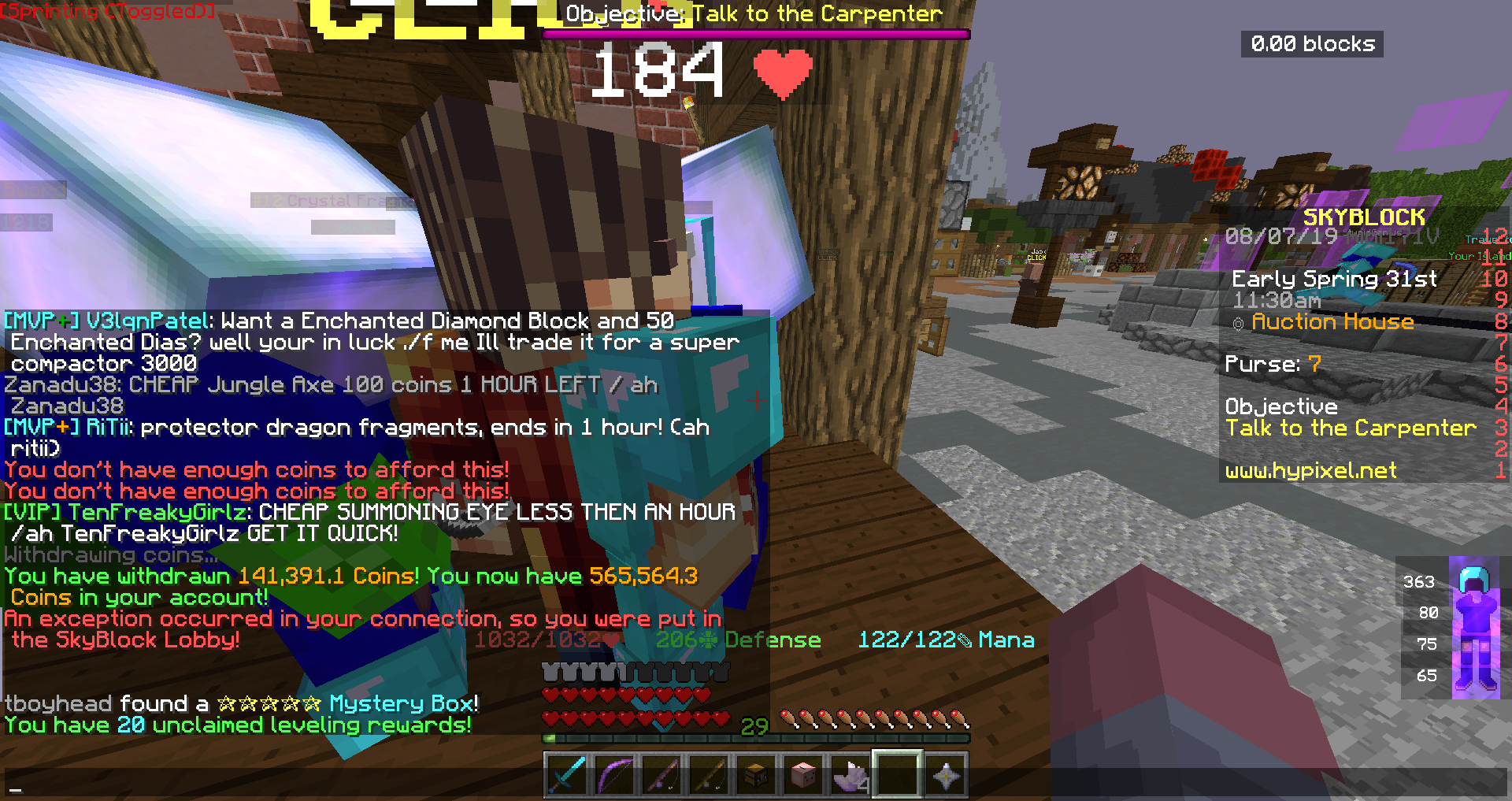 Missing item due to a connection problem | Hypixel Forums